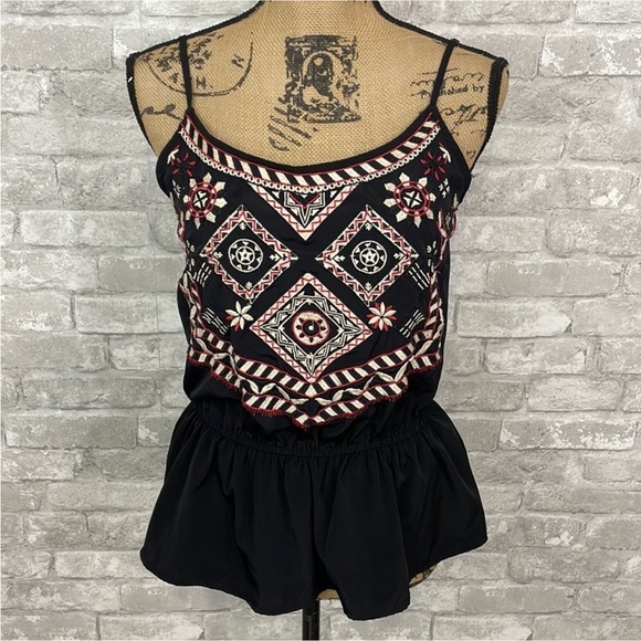 Abercrombie & Fitch Embroidered Peplum Tank Top - Picture 1 of 7